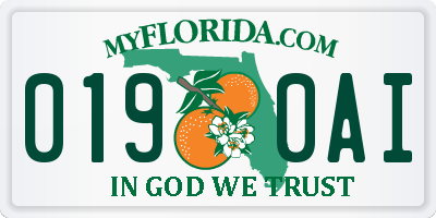 FL license plate 0190AI