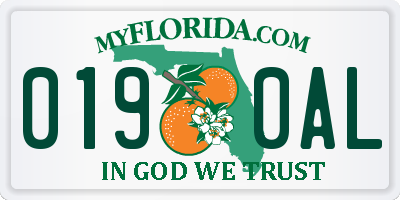 FL license plate 0190AL