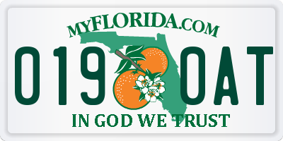 FL license plate 0190AT