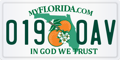 FL license plate 0190AV