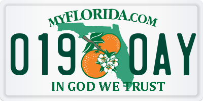 FL license plate 0190AY
