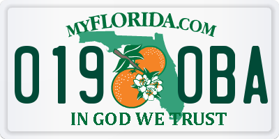 FL license plate 0190BA