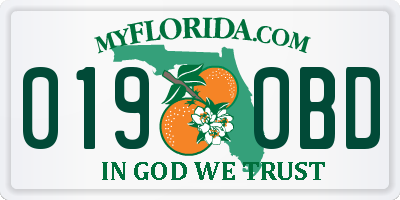 FL license plate 0190BD