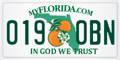 FL license plate 0190BN