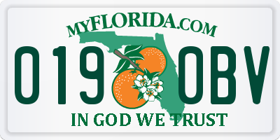 FL license plate 0190BV