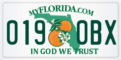 FL license plate 0190BX