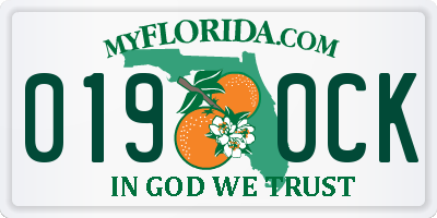 FL license plate 0190CK