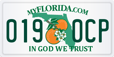 FL license plate 0190CP