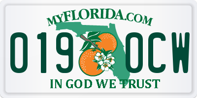FL license plate 0190CW