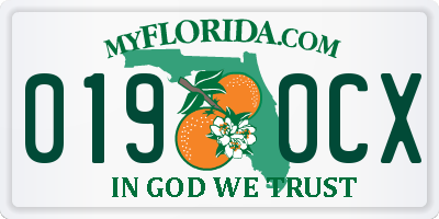FL license plate 0190CX