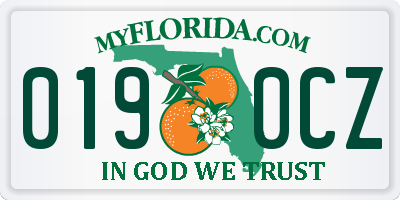 FL license plate 0190CZ