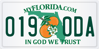 FL license plate 0190DA