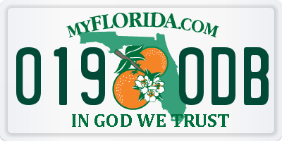 FL license plate 0190DB