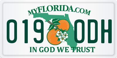FL license plate 0190DH