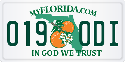 FL license plate 0190DI