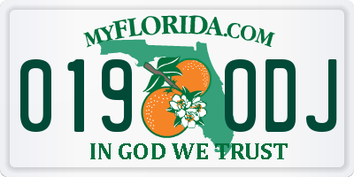 FL license plate 0190DJ