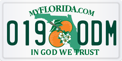 FL license plate 0190DM