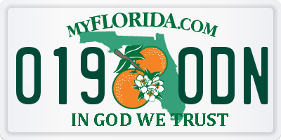 FL license plate 0190DN