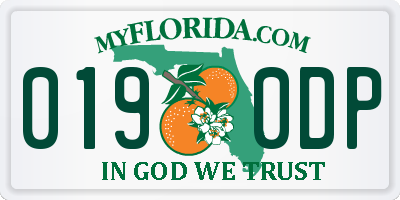FL license plate 0190DP
