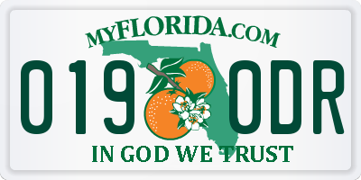 FL license plate 0190DR