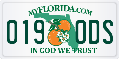 FL license plate 0190DS