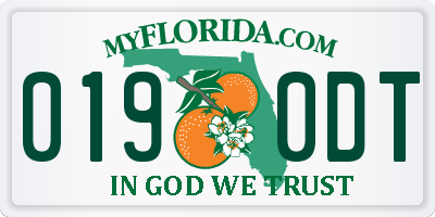 FL license plate 0190DT