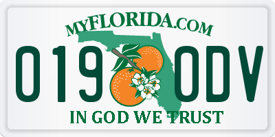 FL license plate 0190DV