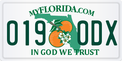 FL license plate 0190DX