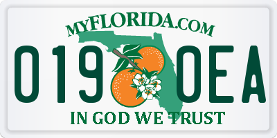 FL license plate 0190EA