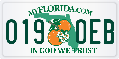 FL license plate 0190EB