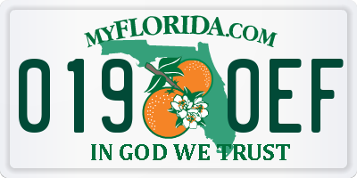 FL license plate 0190EF