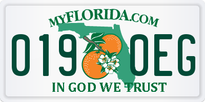 FL license plate 0190EG