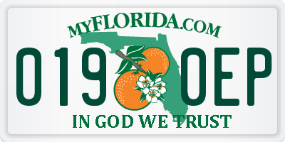 FL license plate 0190EP