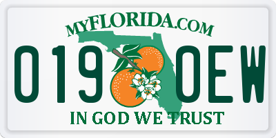 FL license plate 0190EW