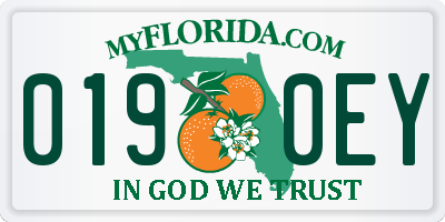 FL license plate 0190EY