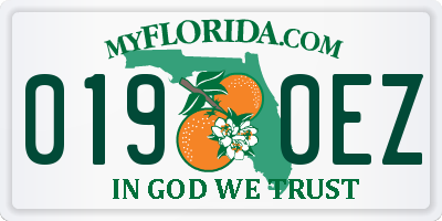 FL license plate 0190EZ