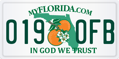 FL license plate 0190FB