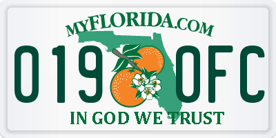 FL license plate 0190FC