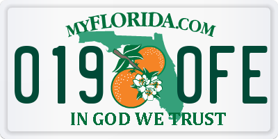 FL license plate 0190FE