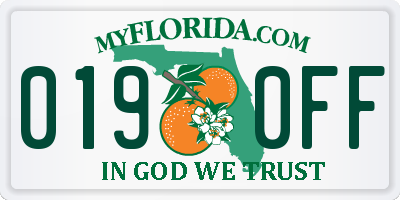 FL license plate 0190FF