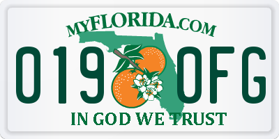 FL license plate 0190FG