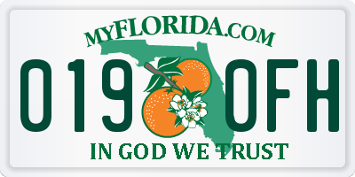 FL license plate 0190FH