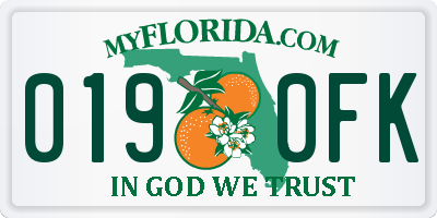 FL license plate 0190FK