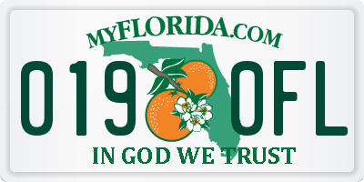 FL license plate 0190FL