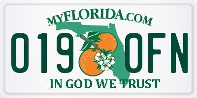 FL license plate 0190FN
