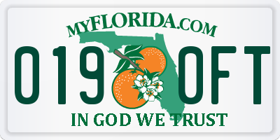 FL license plate 0190FT