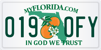 FL license plate 0190FY