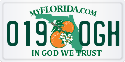 FL license plate 0190GH