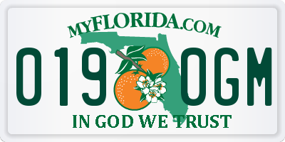 FL license plate 0190GM