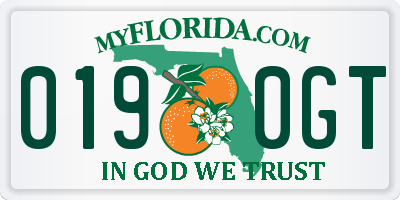 FL license plate 0190GT